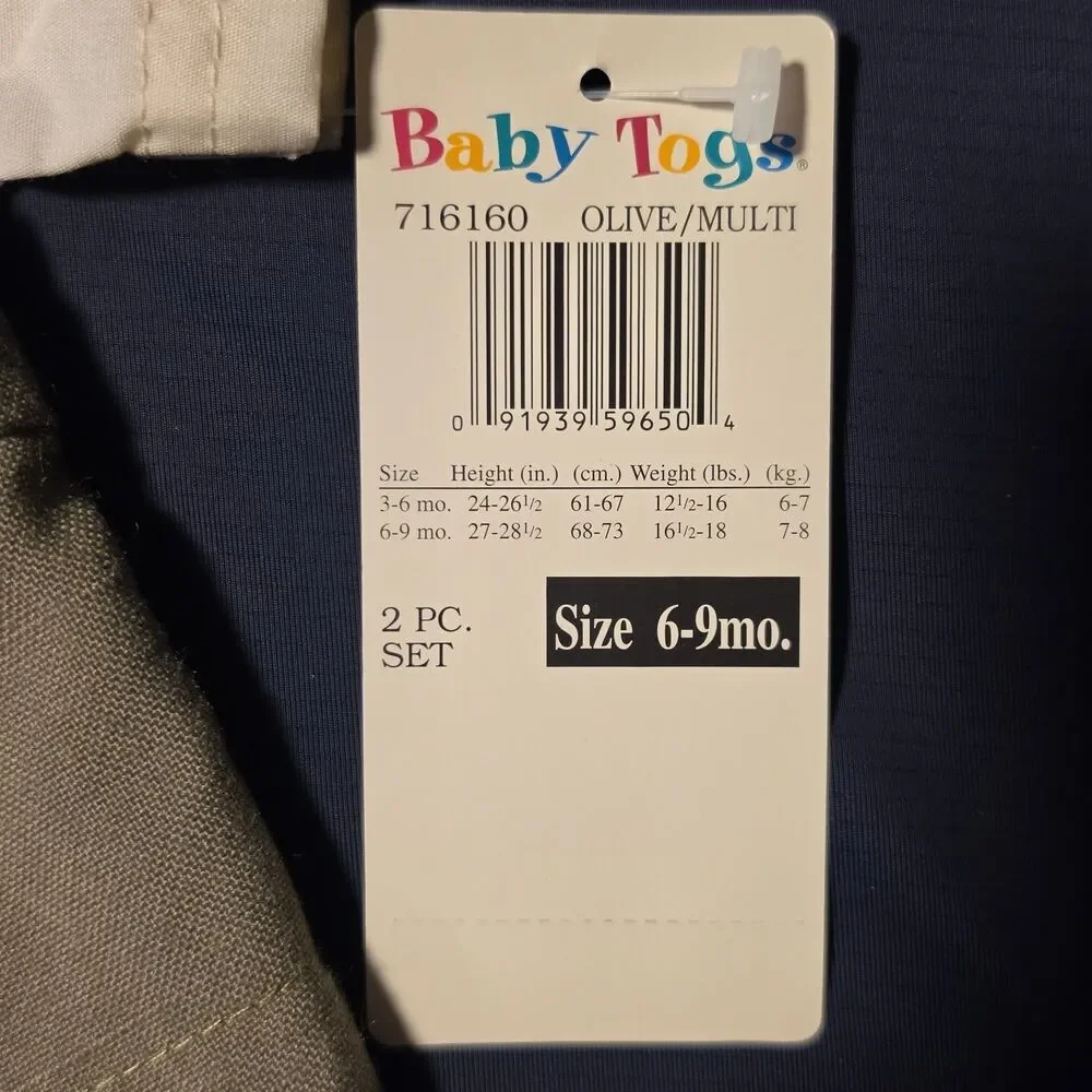 Vtg Baby Togs Boy 6-9 Months 2 Piece Romper Nwt